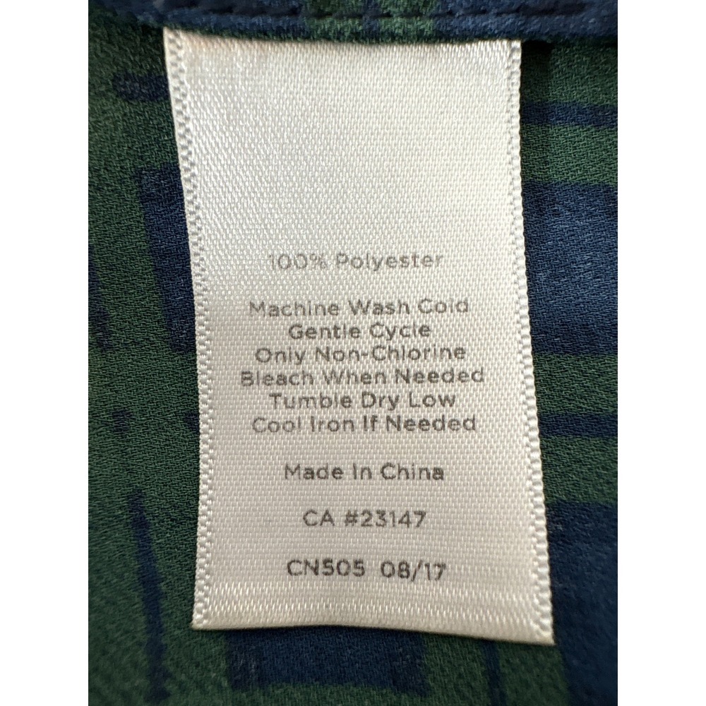 Talbots Womens Green Blue Plaid Off Shoulder Blouse Sz L Career Lightweight - Picture 5 of 10